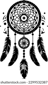 Dream Catcher - Black and White Isolated Icon - Vector illustration