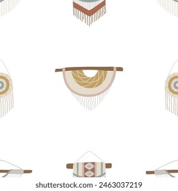Dream catcher, boho concept. Seamless pattern for print. Vector illustration in flat modern style.
