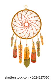 dream catcher with colored feathers