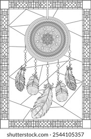 Dream catcher coloring book page vector