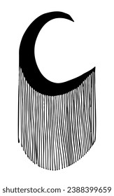 dream catcher crescent moon in boho style doodle black color silhouette