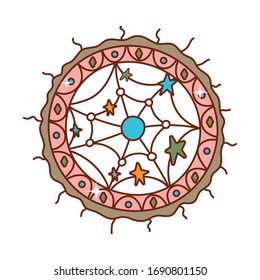 dream catcher design, Boho style bohemic rustic decoration vintage fashion art ornament and drawn theme Vector illustration