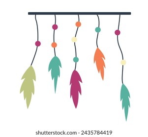 Dream Catcher Design Element with Feathers and Beads. Ethnic objects and esoteric knowledge concept vector