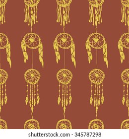 Dream catcher doodle seamless pattern background 