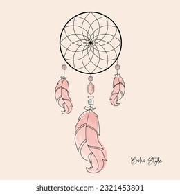 Dream catcher ethnic colored icon. Native american symbol in boho style. Vector illustration.