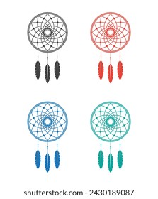 dream catcher with feather icon isolated on white background