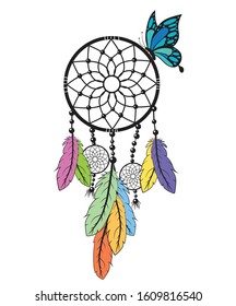 Beautiful Boho Design With Dreamcatcher, Feathers And Flowers Royalty Free  SVG, Cliparts, Vectors, and Stock Illustration. Image 68444903.