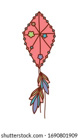 dream catcher with feathers design, Boho style bohemic rustic decoration vintage fashion art ornament and drawn theme Vector illustration