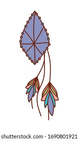 captador de ensueño con diseño de plumas, decoración bohemio-rústica vintage de arte de moda y tema dibujado Ilustración vectorial