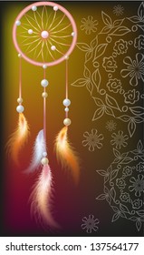 Dream catcher with feathers of fire
