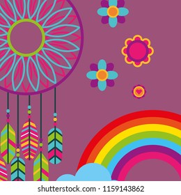 dream catcher feathers flowers rainbow free spirit