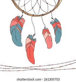 Dream catcher, feathers. Native american indian dream catcher, traditional symbol