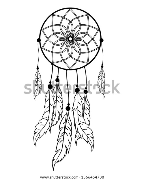 Dream Catcher Feathers Zentangle Style Vector Stock Vector (Royalty ...