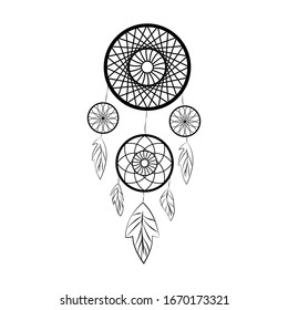 Dream catcher with feathers.Hippy single icon in outline style vector symbol stock illustration web.