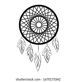 Dream catcher with feathers.Hippy single icon in outline style vector symbol stock illustration web.