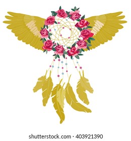 Dream - catcher and flowers  - vector illustration