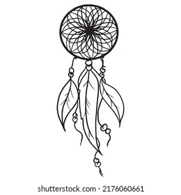 dream catcher graphic design vector illustration, art tattoo sketch, hand draw, print use