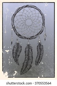 Dream catcher hand drawn vector illustration.