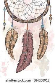 Dream catcher hand drawn vector illustration.