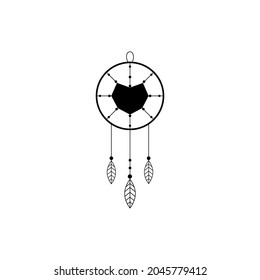 Capturador de sueños con ilustración de vector de corazón