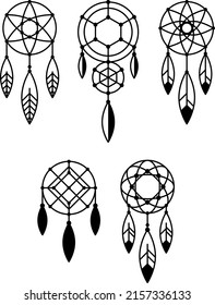 Dream catcher icon set. Dreamcatcher vector illustration