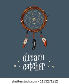 Dream catcher illustration with lettering sign