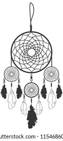 Dream catcher illustration, zentangle mystic art line creation