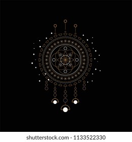 Dream catcher, Indian mascot vector Illustration on a black background