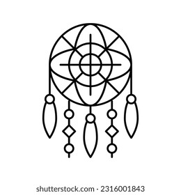 vector de icono de la línea del catcher de ensueño. señal de atrapador de sueños. símbolo de contorno aislado ilustración negra