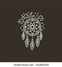 Dream Catcher Line Logo Vector