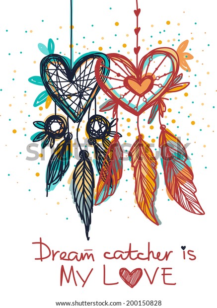 Dream Catcher Love Love Stok Vektör (Telifsiz) 200150828