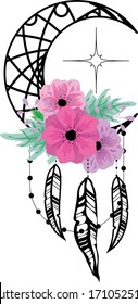 Dream Catcher Moon perfect for card invitations, calendars, wall art, clothes, baby clothes, birthdays, nursery, baby shower, children, party, clothes, printing, scrap booking, craft and so one.