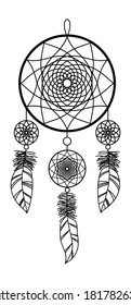 DREAM CATCHER ON A WHITE BACKGROUND IN VECTOR