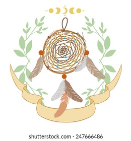 Dream catcher on white background. Vector illustration