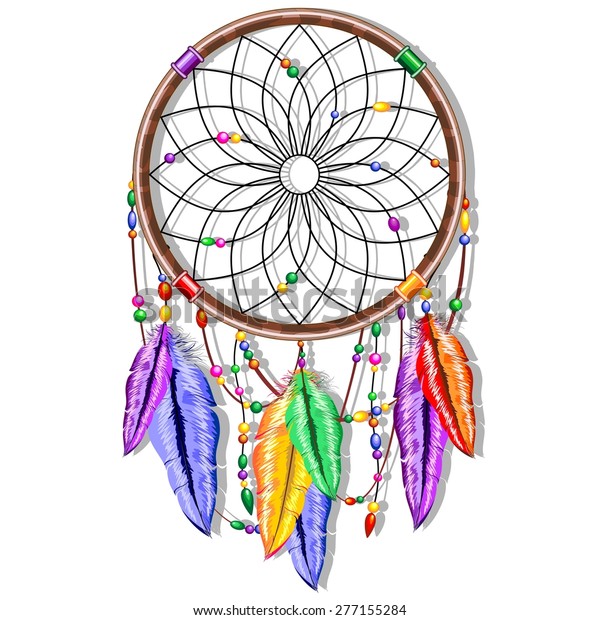 Dream Catcher Rainbow Feathers Stock Vector (Royalty Free) 277155284 ...