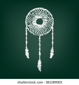 Dream catcher sign. Flat style icon with chalk effect