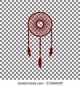 Dream catcher sign. Maroon icon on transparent background.