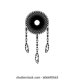 Dream catcher sign. Vector. Black dashed icon on white background. Isolated.