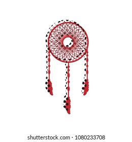 Dream catcher sign. Vector. Brown icon with shifted black circle pattern as duplicate at white background. Isolated.