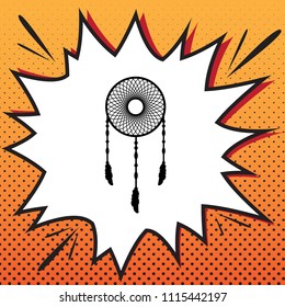 Dream catcher sign. Vector. Comics style icon on pop-art background.