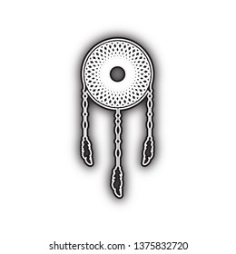 Dream catcher sign. Vector. Double contour black icon with soft shadow at white background. Isolated.