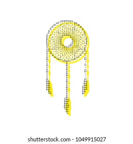 Dream catcher sign. Vector. Yellow icon with square pattern duplicate at white background. Isolated.