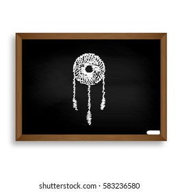 Dream catcher sign. White chalk icon on black school board with 