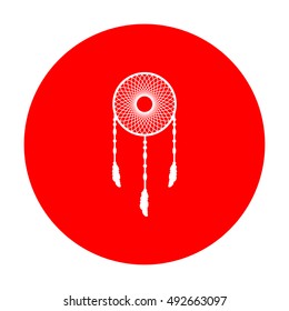 Dream catcher sign. White icon on red circle.