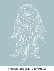 Dream catcher sketch. Hand drawn vector illustration.