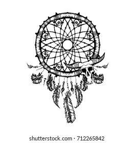dream catcher skull vector