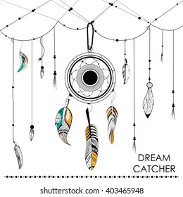 Dream Catcher for Tribal boho style background in vector