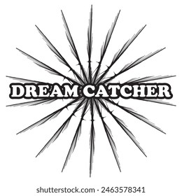dream catcher typography graphic print , Abstract fashion drawing and creative design for t-shirts, mugs, graphic tee, sweatshirt, cases, etc. Illustration in modern style for clothes
