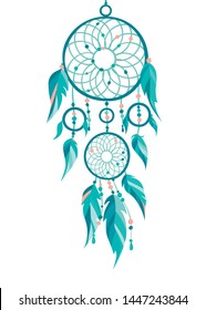 Dream catcher vector illustration. Boho bohemian dream catcher. Cartoon style icon isolated on white background