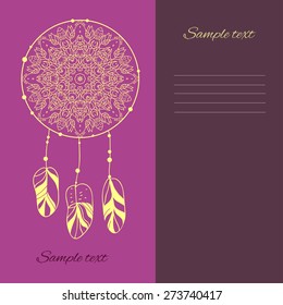 Dream catcher. Vector illustration, mandala. Can be used for banner, cards, wedding invitations etc.